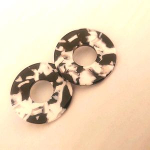 Black and white marble earrings , one of a kind BN